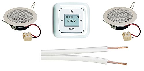 Busch Jäger Unterputz Digitalradio Unterputzradio 8215 U (8215U) alpinweiß Komplett-Set Reflex SI + 2 x Deckenlautsprecher/Einbaulautsprecher +