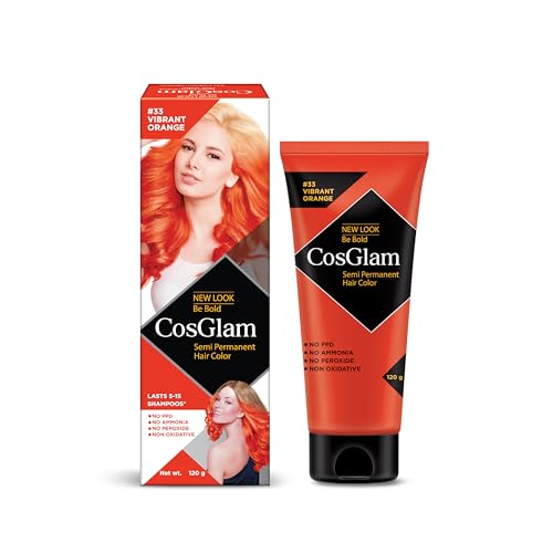 Image of Semi Permanent Hair Color for Women & Men, (120g, #33 Vibrant Orange) Enriched with Conditioner, Glossy Finish, No Ammonia, No Peroxide & Non Oxidative, Vegan Highlights Colorful Hair Dye