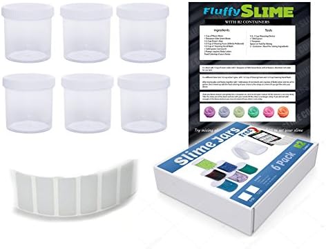 Reusable 6 Pack Empty 12oz Wide-Mouth Clear Plastic Storage jar Containers White Solid Screw on Cap Style Lids Making Storing How to Make Slime,Foam Ball,Glue,Putty,Glitter,Styrofoam Free Labels