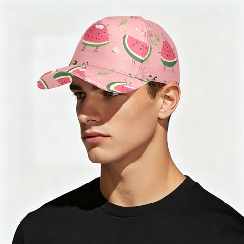Gorra de béisbol para correr y jugar al golf bajo el sol con diseño de sandía rosa 4