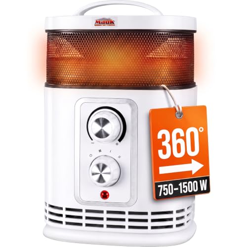 Mauk PTC Keramikheizlüfter 360 Grad 1500W mit Ventilatorfunktion