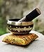 Tibetan Singing Bowl Set Bronze - Master Healing Grade - With Tibetan Thangka Art - Pure Tone By HIMALAYAN BAZAAR (Black & Yellow)