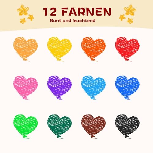 YPLUS Erdnuss Wachsmalstifte für Kleinkinder 1-4, 12 Farben Ungiftig – Ansicht 6