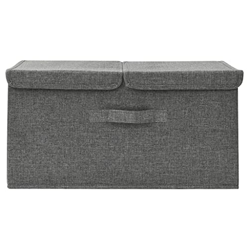 Boîte de rangement tissu gain de place anthracite 50x30x25 pour linge