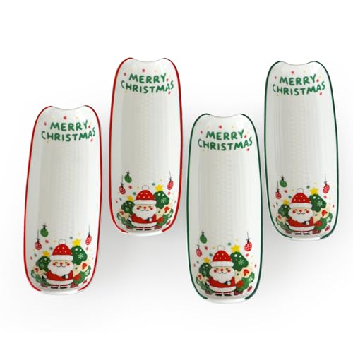 Image of Cinf Ceramic Corn Cob Holders Set of 4, 8.8 inch Christmas Serving Dishes | Stable non-slip base, easy cleanup, microwave safe, dishwasher safe, oven safe, durable ceramic construction