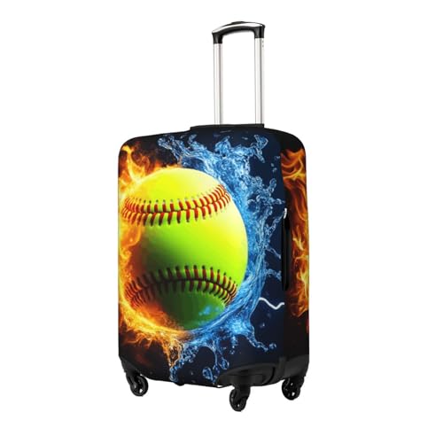 Travel Luggage Suitcase Cover Zipper Closure Baggage Protector Fits 18-32 inch Suitcase, Anti-Scratch Luggage Case Protective Cover, Ice Water Fire Flame Softball Baseball2
