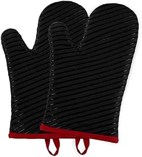 Micacorn Oven Gloves Heat Resistant, Silicone Oven Mitts with Cotton Terrycloth Lining and Twill Silicone Non-Slip Surface for Cooking Baking Grilling BBQ Microwave Gauntlet