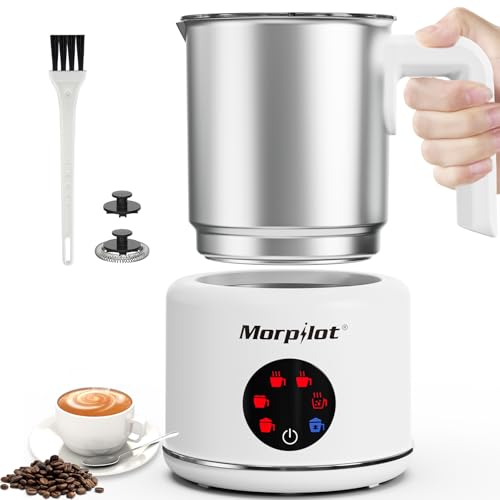 Large Electric Milk Frother and Steamer, 16.9oz/500ml Milk Steamer and Frother for Latte or Hot Chocolate, Dishwasher Safe, 6 Functions, Enjoy Perfect Milk Froth in 2 Min (White-Stainless Steel) by Morpilot - Used condition - US$21.19