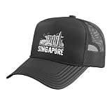 Singapore Lover - Typical Singaporean Vacation Souvenir Trucker Hat with Adjustable Mesh Back, Black