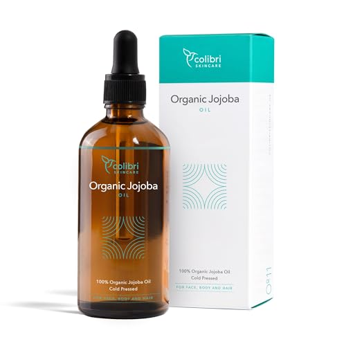 colibri skincare BIO JOJOBA OIL (100 ml) - Aceite de Jojoba 100% puro - ecológico - para un cabello sano, una piel suave y unas uñas fuertes - también apto para la cara - virgen, prensado en frío
