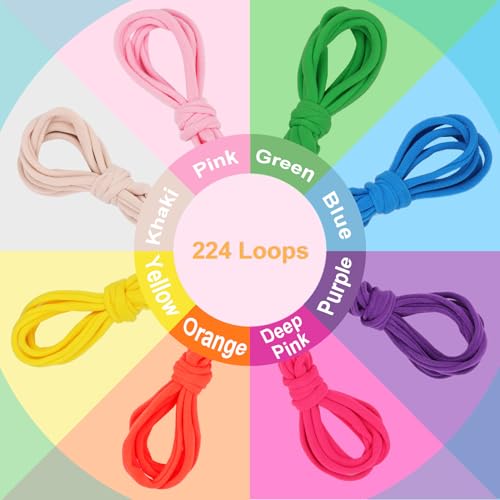 Image of IQKidz 224 PCS Loom Loops Refill for Potholder Weaving Loom Kit Toys, Elastic DIY Arts and Crafts Loops Supplies for Kids Beginners, Perfect Birthday Gifts for 5 6 7 8-12 13 Year Old Girls