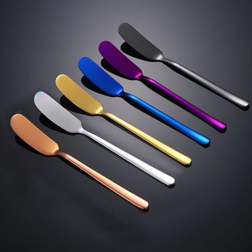 Cretvestsar Stainless Steel Butter Knife Spreader 6 Pcs, Smooth Edge Butter Knives for Jam Honey Butter, Cream Cheese Spreader Knife, Easy Grip and Cleaning (six colors, 6pcs) - Image 4