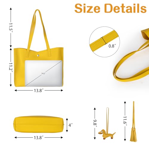 Bolso Tote de mujer grande de cuero sintético miniatura 3