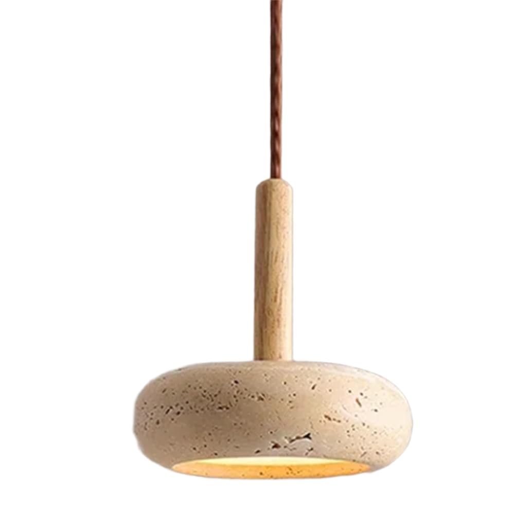 Suspension circulaire en pierre jaune luminaire LED aménagement intérieur extérieur