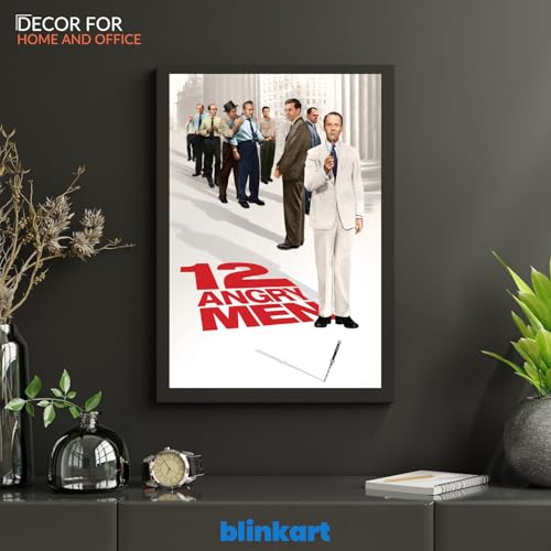 Image of BLINKART 12 Angry Men Movie Poster Frame 8x12 Inch | Premium 300 GSM Paper Wall Print | Mid Century Vintage Film Artwork for Home, Bedroom, Living Room, Office | Framed Photo Decor
