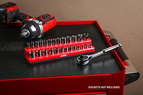 Image of ARES 70232-26-Piece 1 /4-Inch SAE Magnetic Socket Organizer - 13 Standard Size and 13 Deep Size Socket Holder - Keeps Your Tool Box Organized