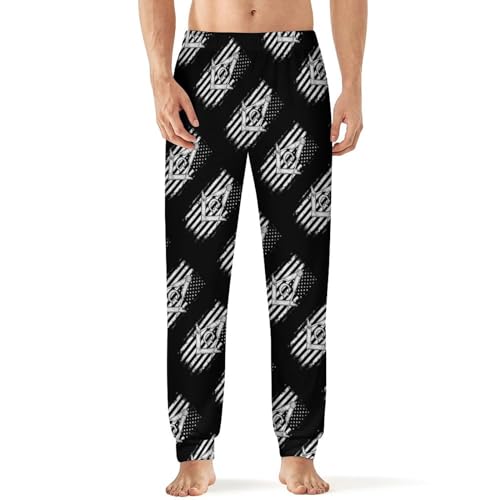 Freemason USA Flag Logo Men's Pajamas Lounge Sleep Pants Sleep Jogger Pants Sweatpants for Home