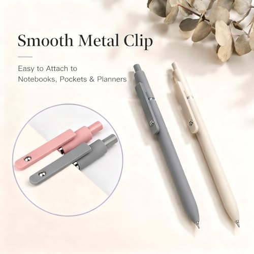 FIOVER Gel Pens, 5pcs 0.5mm Quick Dry Black Ink Fine Point Smooth Writing Pens High-End Series Ballpoint for Office School Supplies(Morandi)