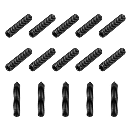 Image of sourcing map 15 Pcs M10x40mm Cone Point Set Screws, Carbon Steel Hex Socket Grub Screws for Bathroom Fixtures Repair Furniture DIY Project