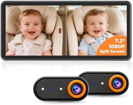 LUCKVIEW BM5PRO Dual Baby Car Camera, 7.2" 1080P Split Monitor | ...
