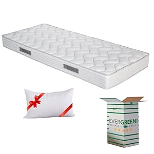 EVERGREENWEB Eenpersoons Matras 90×190 van Koudschuim 16 cm hoog met Gratis Orthopedisch Memory Foam kussen Bekleding…