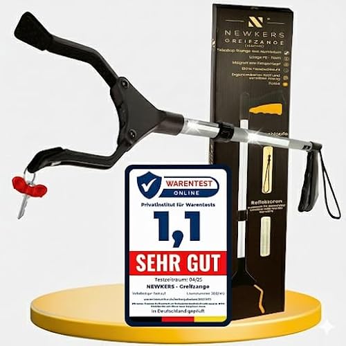 NEWKERS [75-111cm] Greifzange für Senioren, Greifer mit Aluminium Teleskop Stang