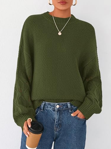 PRETTYGARDEN Womens Sweaters Fall 2025 Long Sleeve Crew Neck Cable Knit Oversized Sweater Top Casual Pullover Trendy Outfits2