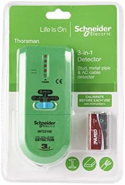 Schneider Electric Thorsman - 3-in-1 Multi Purpose Digital Detector, Stud/Metal/Live AC Wire Detecting, with LED Indicator, IMT23105, Green/Grey