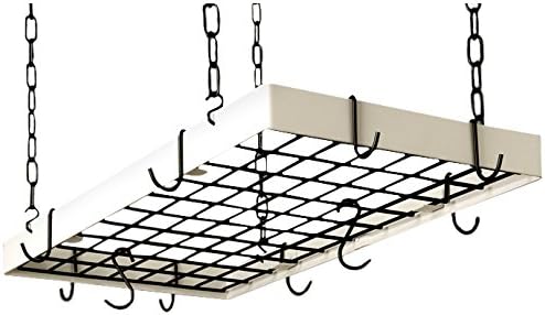 Rogar Rectangle Pot Rack with Grid in Classic White and Black