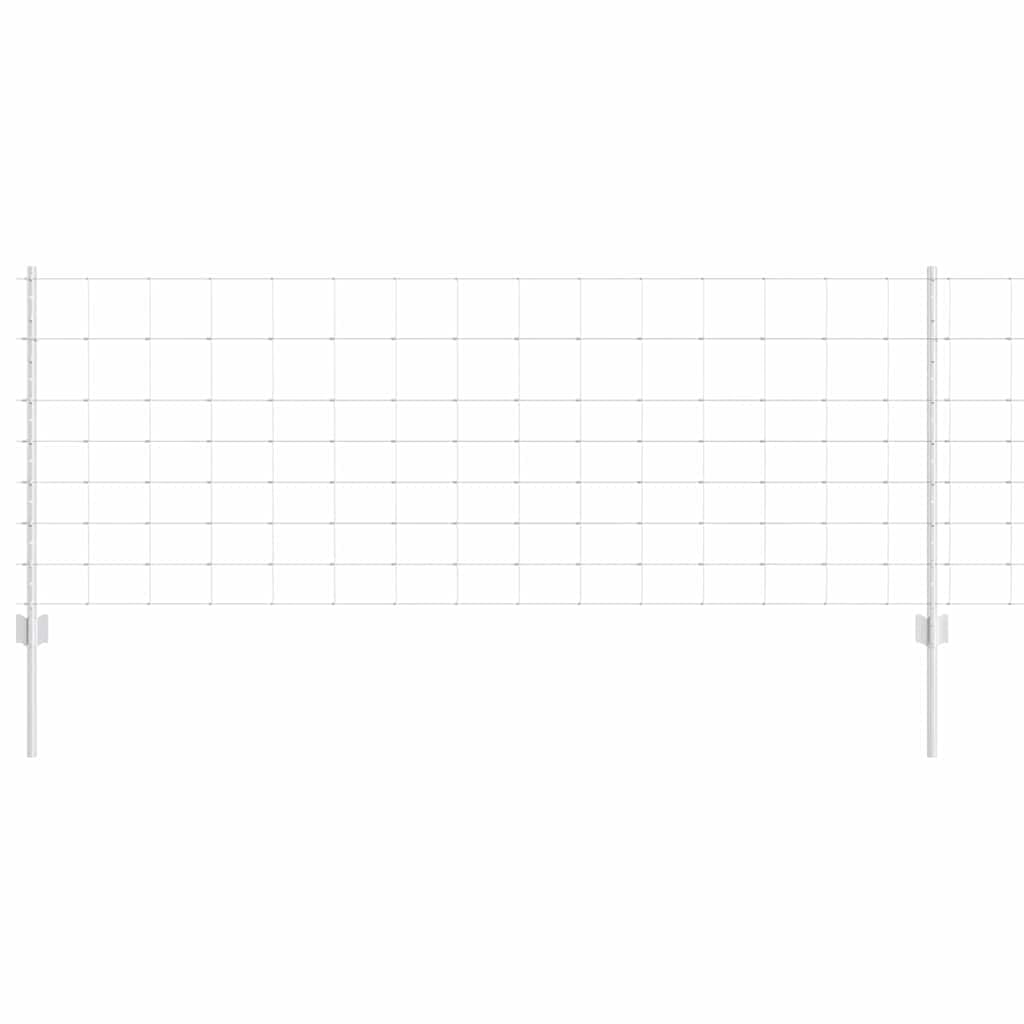Outdoor Steel Fence Panel with Posts 2.5m x 0.8m Silver Garden Boundary Kit 25m Roll for Patio Terrace Privacy Screen UV-Resistant Powder-Coated Easy Assembly