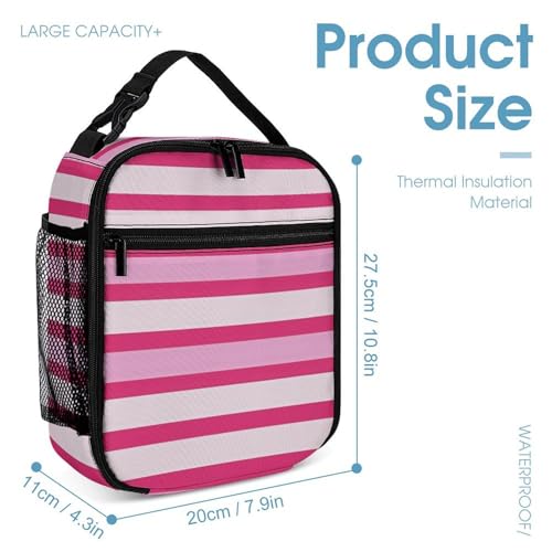 3Pcs Backpack Sets Rose Red Stripe Print Travel Daypack 3 in 1 Lightweight Backpack Set with Lunch Bag And Cosmetic Bag4