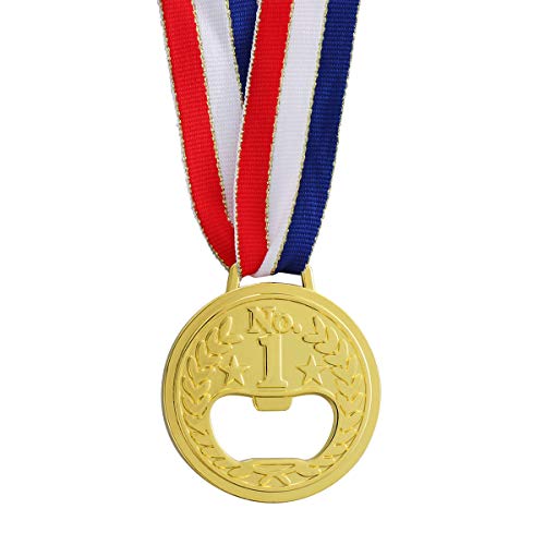 BESTONZON 2pcs Creative Gold Medal Shaped Bottle Opener Olympic Themed Metal Bottle Opener Wine and Beer Accessories for bar home