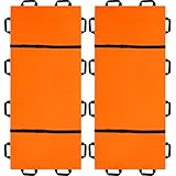 Threlaco 2 Pcs 72' x 27' Portable Stretcher Foldable Stretcher Medical with 12 Rubber Foam Handles Emergency Lightweight Patient and Animals Transport for Rescue First Aid(Orange)