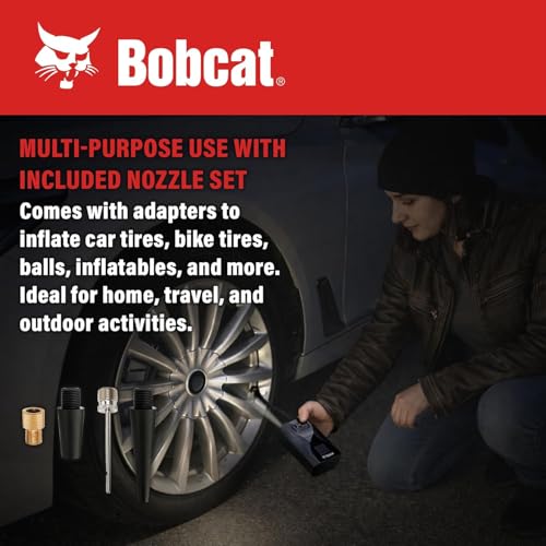 Image of Bobcat Tire Inflator Portable Air Compressor 4000 mAh - 150 PSI - Fast Inflation Cordless Air Pump for Car Tires with Digital Pressure Gauge - Portable Air Pump for Car, Motorcycles, Bikes & Balls