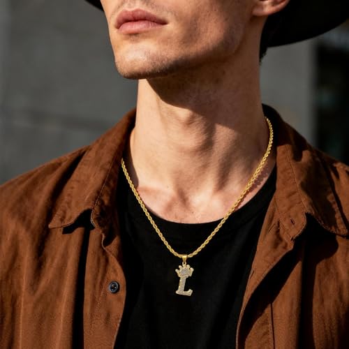 KYNOX A-Z Initial Necklace 14K Gold Pendant for Men Women, Letter Necklace Everyday Minimalist Accessories Hip Hop Alphabet Name Jewelry Mom Gifts — view 2