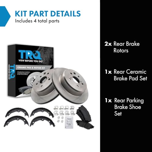 Image of TRQ Rear Brake Pad and Rotor Set Ceramic Compatible with 2013-2020 Lexus GS350 2013-2018 GS450h 2016-2017 GS200t IS200t RC200t 2018-2019 GS300 2014-2020 IS350 2016-2020 IS300 RC300 2015-2020 RC350