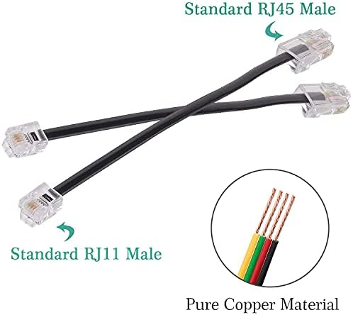 SHONCO RJ45 Ethernet Splitter,RJ45 Network Splitter Cable,RJ45 Female to RJ11 Male Adapter for Ethernet Cable Extender,2Pack,Black