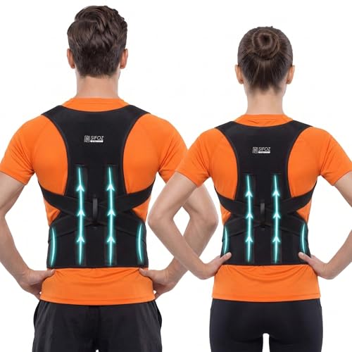 Image of Sifoz Free Size Posture Corrector for Men & Women | Breathable Back & Shoulder Support Belt | Helps Improve Posture & Reduce Back Pain (Black)