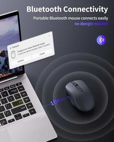 Image of WL300 Bluetooth Mouse Silent Wireless Mice, Quiet Click, Cordless Computer Mouse with 6 Buttons, Sculpted Grip, Adjustable DPI for Laptop, PC, Mac, 18-Month Battery Life for Work or Travel ( Grey)