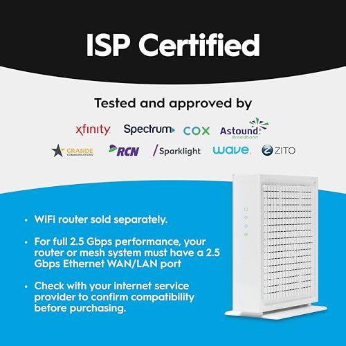 Image of Hitron CODA56 DOCSIS 3.1 Cable Modem ONLY (NOT Fiber) | 2.5 Gbps | NO WiFi /Voice /Router | Single Ethernet Port | Xfinity /Spectrum /Cox Compatible | Requires Separate WiFi Router