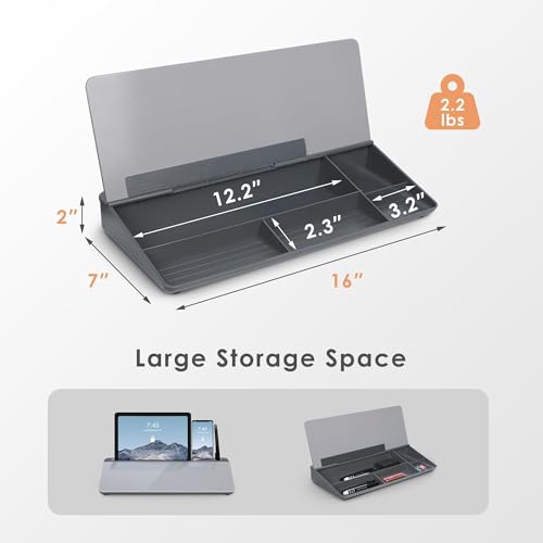 ORIENTOOLS Small Glass Desktop Whiteboard, Desk Whiteboard, to-do List Memo Desk Dry Erase Board with Storage, Computer Pad & Keyboard Stand, Desk Organizers with Accessories for Office, Home, School