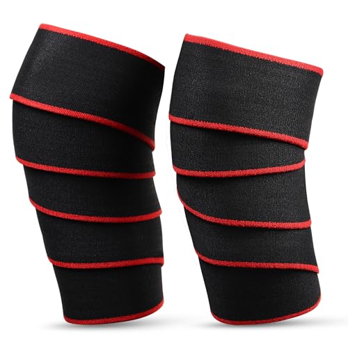 Knee Support for Men - Knee Wraps - Knee Stabilizer - Unisex Knee Bands for Sports, Squats, and Heavy Lifting, Washable Fabric (3 Meters Long, Set of 1, Red) - Image 4