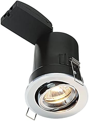 Saxby 50682 50W shieldPLUS MV Tilt Recessed Fire Rated Downlight GU10 Ceiling Spotlight - Chrome