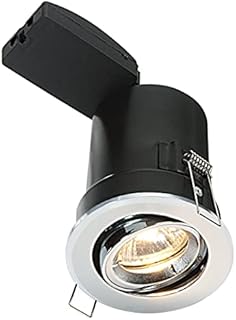 Saxby 50682 50W shieldPLUS MV Tilt Recessed Fire Rated Downlight GU10 Ceiling Spotlight - Chrome
