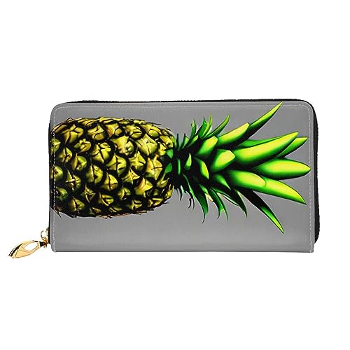 Portefeuille femme fermeture éclair léger long noir motif ananas