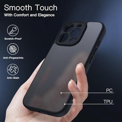 Coque iPhone 16 Pro noire antichoc rigide rigoureuse matte