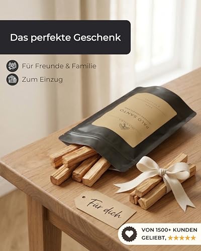 Incensera Palo Santo Räucherholz - 8 Duftholz Sticks 10 cm für Ausräuchern Wohnung, Natürliches Heiliges Holz aus nachhaltiger Ernte, Aromatherapie