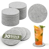 HELIMIAO Filz Untersetzer Gläser Rund, 5mm Extra Dicke Glasuntersetzer für Getränke, Waschbar Tischuntersetzer, Platzsets für Bar, Tassen, Vasen, Hellgrau 30 Stück – Ansicht 1