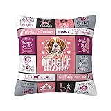 Aotbuort Dog Mom Gifts for Mothers Day, Beagle Gifts for Women, Funny Beagle Themed Gifts for Beagles Lovers, Best Beagles Mom Gift for Beagle's Owner Throw Pillow Cover 18x18 Inches