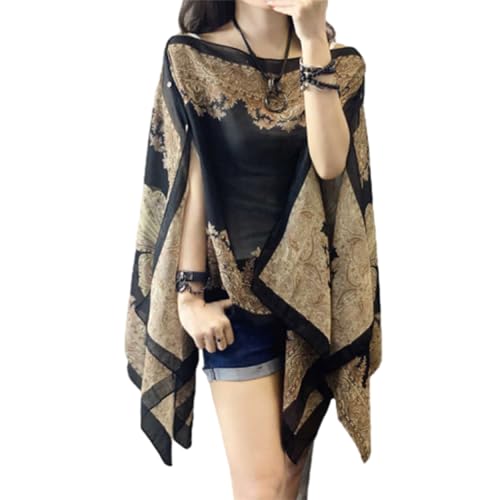 French Sun Protection Shawl, Lightweight Chiffon Beach Cover Up for Women, Hollow Out Travel Wrap Shawl